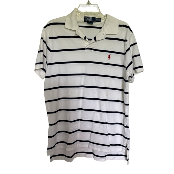 Ralph Lauren White and Black Polo Shirt Custom Fit Classic Design - Picture 1 of 4